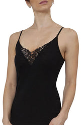 Pure Wool Cami with Guippure Lace Motif - Baselayers -  Genevieve's Wardrobe Australia